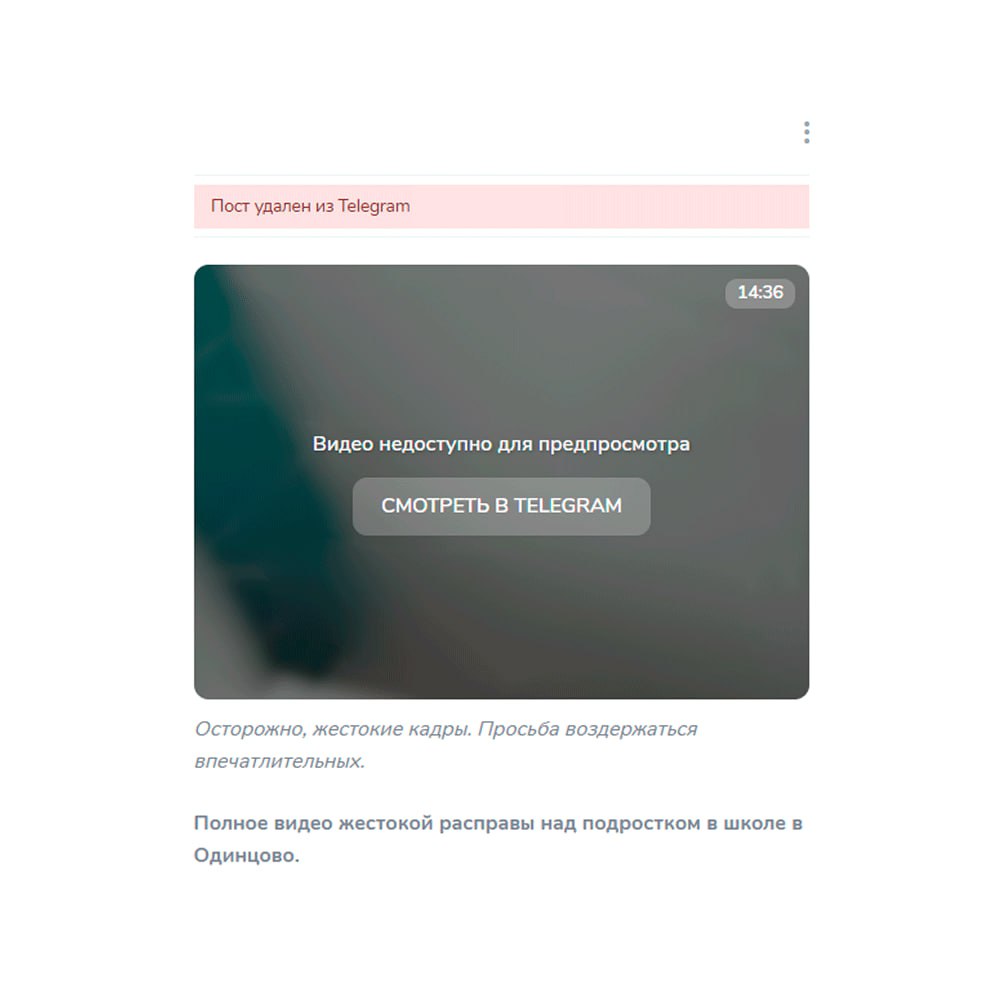 Федеральные СМИ опубликовали видео убийства ребенка в одинцовской школе